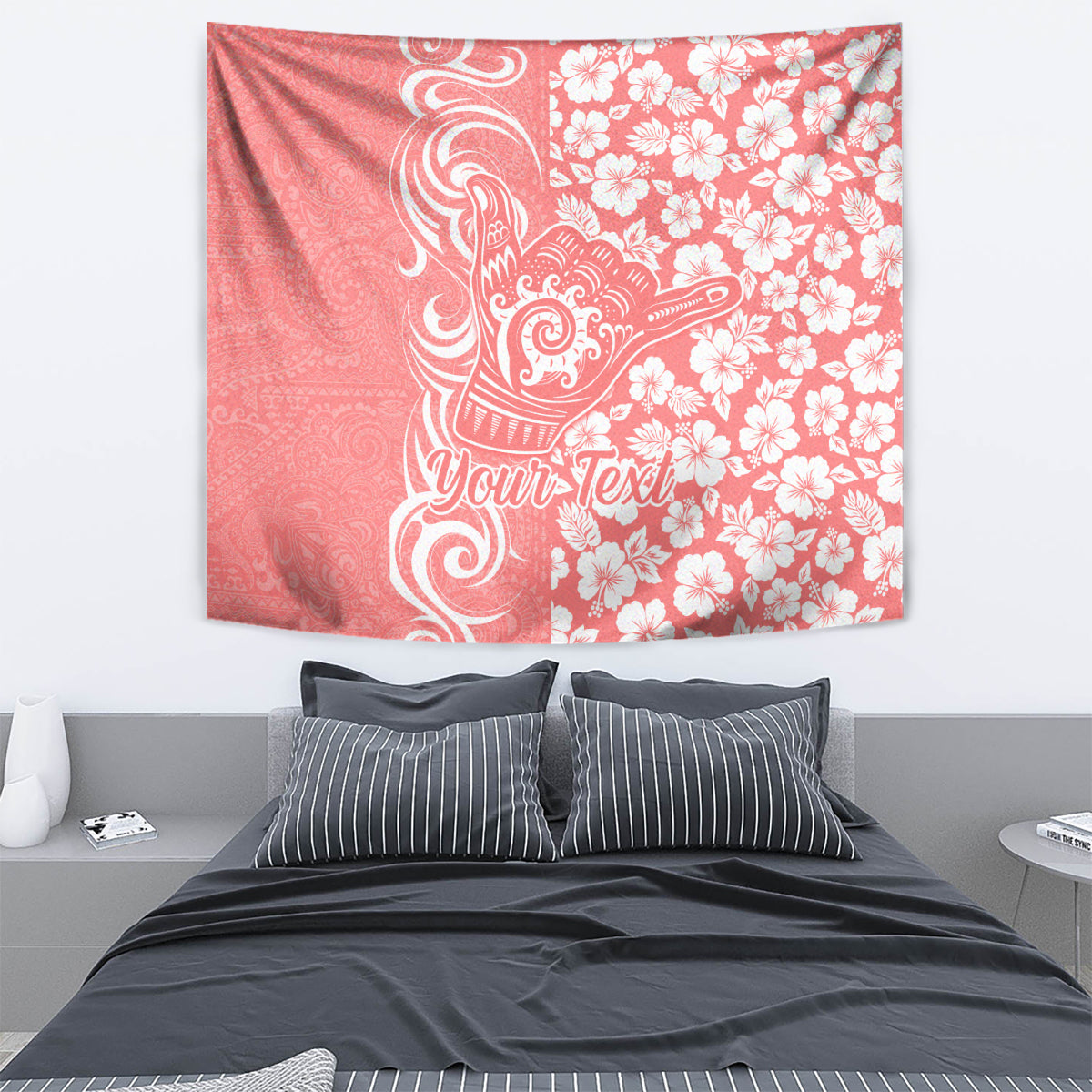 Custom Hawaii Kauai Island Tapestry Hibiscus Pattern Seamless Tribal Simple Pink Pastel LT03 - Polynesian Pride