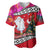 Wallis and Futuna Christmas Baseball Jersey Santa Claus Holding Coat of Arms Polynesian Xmas Style LT03 Red - Polynesian Pride