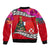 Wallis and Futuna Christmas Bomber Jacket Santa Claus Holding Coat of Arms Polynesian Xmas Style LT03 - Polynesian Pride