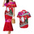 Wallis and Futuna Christmas Couples Matching Mermaid Dress and Hawaiian Shirt Santa Claus Holding Coat of Arms Polynesian Xmas Style LT03 Red - Polynesian Pride