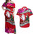 Wallis and Futuna Christmas Couples Matching Off Shoulder Maxi Dress and Hawaiian Shirt Santa Claus Holding Coat of Arms Polynesian Xmas Style LT03 Red - Polynesian Pride