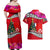 Wallis and Futuna Christmas Couples Matching Off Shoulder Maxi Dress and Hawaiian Shirt Santa Claus Holding Coat of Arms Polynesian Xmas Style LT03 - Polynesian Pride