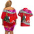 Wallis and Futuna Christmas Couples Matching Off Shoulder Short Dress and Hawaiian Shirt Santa Claus Holding Coat of Arms Polynesian Xmas Style LT03 - Polynesian Pride