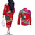 Wallis and Futuna Christmas Couples Matching Off The Shoulder Long Sleeve Dress and Long Sleeve Button Shirt Santa Claus Holding Coat of Arms Polynesian Xmas Style LT03 - Polynesian Pride