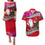 Wallis and Futuna Christmas Couples Matching Puletasi Dress and Hawaiian Shirt Santa Claus Holding Coat of Arms Polynesian Xmas Style LT03 Red - Polynesian Pride