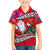 Wallis and Futuna Christmas Family Matching Off Shoulder Long Sleeve Dress and Hawaiian Shirt Santa Claus Holding Coat of Arms Polynesian Xmas Style LT03 Son's Shirt Red - Polynesian Pride