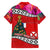 Wallis and Futuna Christmas Family Matching Off Shoulder Short Dress and Hawaiian Shirt Santa Claus Holding Coat of Arms Polynesian Xmas Style LT03 - Polynesian Pride