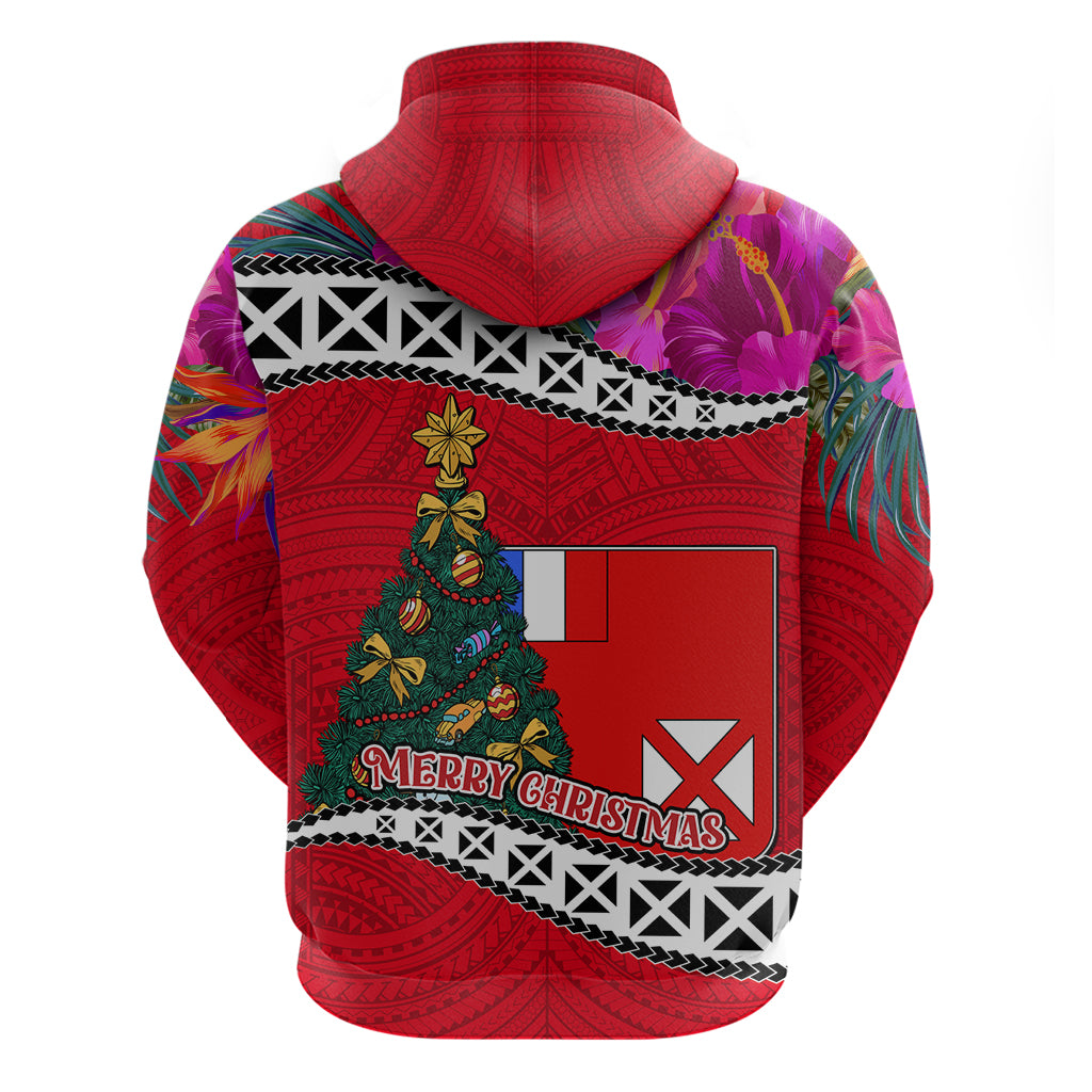 Wallis and Futuna Christmas Hoodie Santa Claus Holding Coat of Arms Polynesian Xmas Style LT03 - Polynesian Pride