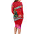 Wallis and Futuna Christmas Long Sleeve Bodycon Dress Santa Claus Holding Coat of Arms Polynesian Xmas Style LT03 - Polynesian Pride