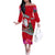 Wallis and Futuna Christmas Off The Shoulder Long Sleeve Dress Santa Claus Holding Coat of Arms Polynesian Xmas Style LT03 Women Red - Polynesian Pride