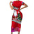 Wallis and Futuna Christmas Short Sleeve Bodycon Dress Santa Claus Holding Coat of Arms Polynesian Xmas Style LT03 Long Dress Red - Polynesian Pride