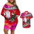 Custom Wallis and Futuna Christmas Couples Matching Off Shoulder Short Dress and Hawaiian Shirt Santa Claus Holding Coat of Arms Polynesian Xmas Style LT03 Red - Polynesian Pride