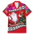 Custom Wallis and Futuna Christmas Family Matching Mermaid Dress and Hawaiian Shirt Santa Claus Holding Coat of Arms Polynesian Xmas Style LT03 Dad's Shirt - Short Sleeve Red - Polynesian Pride