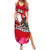 Custom Wallis and Futuna Christmas Family Matching Summer Maxi Dress and Hawaiian Shirt Santa Claus Holding Coat of Arms Polynesian Xmas Style LT03 Mom's Dress Red - Polynesian Pride