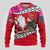 Custom Wallis and Futuna Christmas Ugly Christmas Sweater Santa Claus Holding Coat of Arms Polynesian Xmas Style LT03 - Polynesian Pride