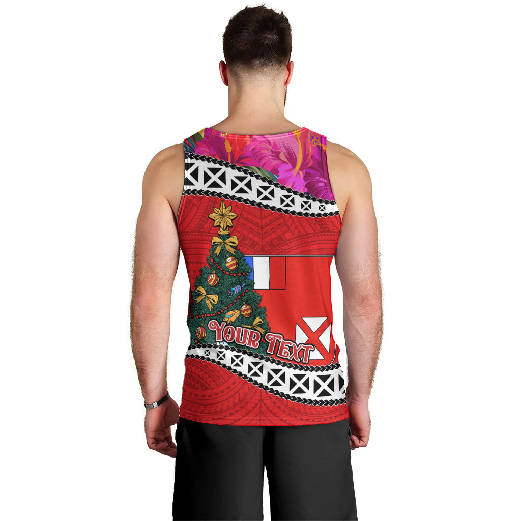 Custom Wallis and Futuna Christmas Men Tank Top Santa Claus Holding Coat of Arms Polynesian Xmas Style LT03 - Polynesian Pride