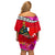 Custom Wallis and Futuna Christmas Off Shoulder Short Dress Santa Claus Holding Coat of Arms Polynesian Xmas Style LT03 - Polynesian Pride