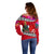 Custom Wallis and Futuna Christmas Off Shoulder Sweater Santa Claus Holding Coat of Arms Polynesian Xmas Style LT03 - Polynesian Pride