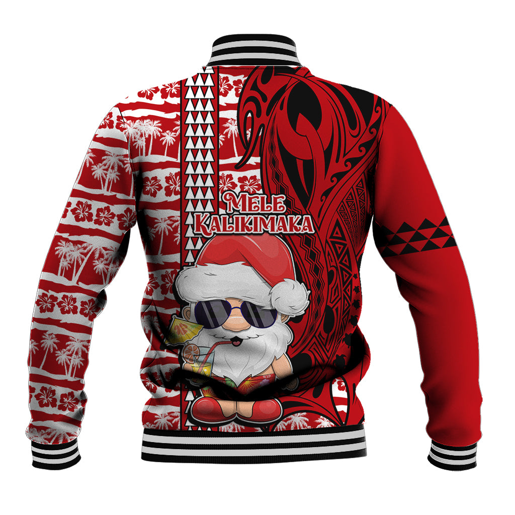 Mele Kalikimaka Hawaii Christmas Baseball Jacket Santa Claus Kakau Tribal Mix Polynesia Tattoo LT03 - Polynesian Pride