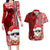 Mele Kalikimaka Hawaii Christmas Couples Matching Long Sleeve Bodycon Dress and Hawaiian Shirt Santa Claus Kakau Tribal Mix Polynesia Tattoo LT03 Red - Polynesian Pride