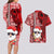 Mele Kalikimaka Hawaii Christmas Couples Matching Long Sleeve Bodycon Dress and Hawaiian Shirt Santa Claus Kakau Tribal Mix Polynesia Tattoo LT03 - Polynesian Pride