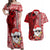 Mele Kalikimaka Hawaii Christmas Couples Matching Off Shoulder Maxi Dress and Hawaiian Shirt Santa Claus Kakau Tribal Mix Polynesia Tattoo LT03 Red - Polynesian Pride