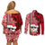 Mele Kalikimaka Hawaii Christmas Couples Matching Off Shoulder Short Dress and Long Sleeve Button Shirt Santa Claus Kakau Tribal Mix Polynesia Tattoo LT03 - Polynesian Pride