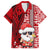 Mele Kalikimaka Hawaii Christmas Family Matching Long Sleeve Bodycon Dress and Hawaiian Shirt Santa Claus Kakau Tribal Mix Polynesia Tattoo LT03 Dad's Shirt - Short Sleeve Red - Polynesian Pride