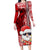 Mele Kalikimaka Hawaii Christmas Family Matching Long Sleeve Bodycon Dress and Hawaiian Shirt Santa Claus Kakau Tribal Mix Polynesia Tattoo LT03 Mom's Dress Red - Polynesian Pride