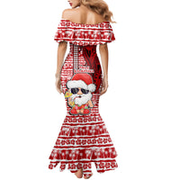 Mele Kalikimaka Hawaii Christmas Family Matching Mermaid Dress and Hawaiian Shirt Santa Claus Kakau Tribal Mix Polynesia Tattoo LT03 - Polynesian Pride