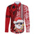 Mele Kalikimaka Hawaii Christmas Family Matching Off Shoulder Long Sleeve Dress and Hawaiian Shirt Santa Claus Kakau Tribal Mix Polynesia Tattoo LT03 Dad's Shirt - Long Sleeve Red - Polynesian Pride