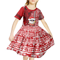 Mele Kalikimaka Hawaii Christmas Kid Short Sleeve Dress Santa Claus Kakau Tribal Mix Polynesia Tattoo LT03 - Polynesian Pride