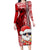 Mele Kalikimaka Hawaii Christmas Long Sleeve Bodycon Dress Santa Claus Kakau Tribal Mix Polynesia Tattoo LT03 Long Dress Red - Polynesian Pride