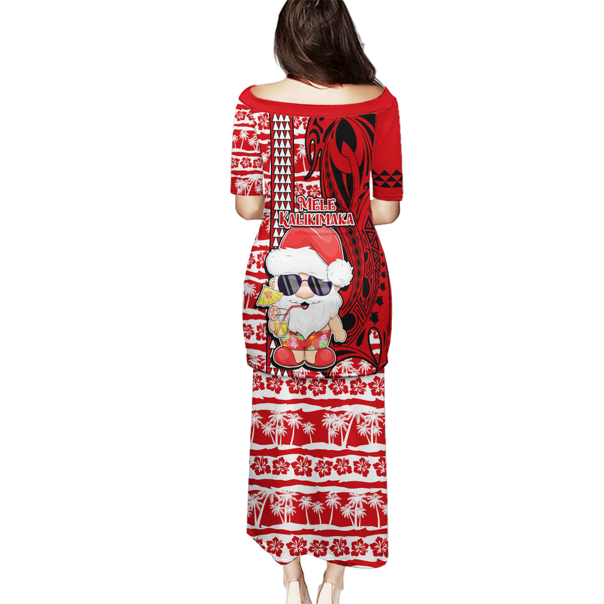 Mele Kalikimaka Hawaii Christmas Puletasi Santa Claus Kakau Tribal Mix Polynesia Tattoo LT03 - Polynesian Pride