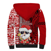 Mele Kalikimaka Hawaii Christmas Sherpa Hoodie Santa Claus Kakau Tribal Mix Polynesia Tattoo LT03 - Polynesian Pride