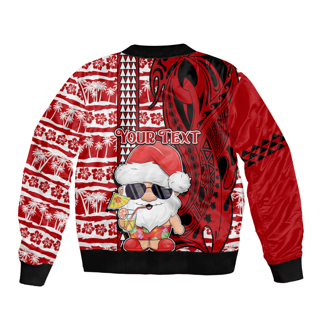 Custom Mele Kalikimaka Hawaii Christmas Bomber Jacket Santa Claus Kakau Tribal Mix Polynesia Tattoo LT03 - Polynesian Pride