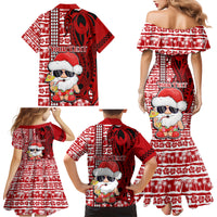 Custom Mele Kalikimaka Hawaii Christmas Family Matching Mermaid Dress and Hawaiian Shirt Santa Claus Kakau Tribal Mix Polynesia Tattoo LT03 - Polynesian Pride