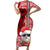 Custom Mele Kalikimaka Hawaii Christmas Family Matching Short Sleeve Bodycon Dress and Hawaiian Shirt Santa Claus Kakau Tribal Mix Polynesia Tattoo LT03 Mom's Dress Red - Polynesian Pride