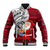 French Polynesia Christmas Baseball Jacket Santa Hold Seal with Polynesian Tribal Tattoo LT03 Unisex Red - Polynesian Pride