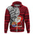 French Polynesia Christmas Hoodie Santa Hold Seal with Polynesian Tribal Tattoo LT03 Zip Hoodie Red - Polynesian Pride