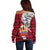 French Polynesia Christmas Off Shoulder Sweater Santa Hold Seal with Polynesian Tribal Tattoo LT03 - Polynesian Pride