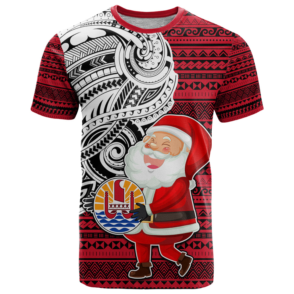 French Polynesia Christmas T Shirt Santa Hold Seal with Polynesian Tribal Tattoo LT03 Red - Polynesian Pride