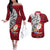 Custom French Polynesia Christmas Couples Matching Off The Shoulder Long Sleeve Dress and Hawaiian Shirt Santa Hold Seal with Polynesian Tribal Tattoo LT03 Red - Polynesian Pride