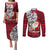 Custom French Polynesia Christmas Couples Matching Puletasi Dress and Long Sleeve Button Shirt Santa Hold Seal with Polynesian Tribal Tattoo LT03 Red - Polynesian Pride