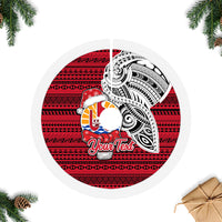Custom French Polynesia Christmas Tree Skirt Santa Hold Seal with Polynesian Tribal Tattoo LT03 - Polynesian Pride