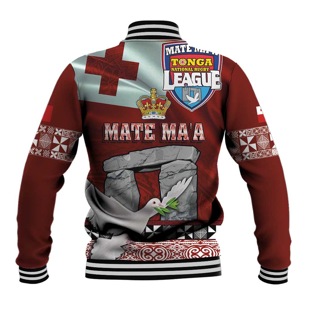 Mate Ma'a Tonga Baseball Jacket Haamonga a Maui and White Dove - Tongan Kupesi Ngatu LT03 - Polynesian Pride