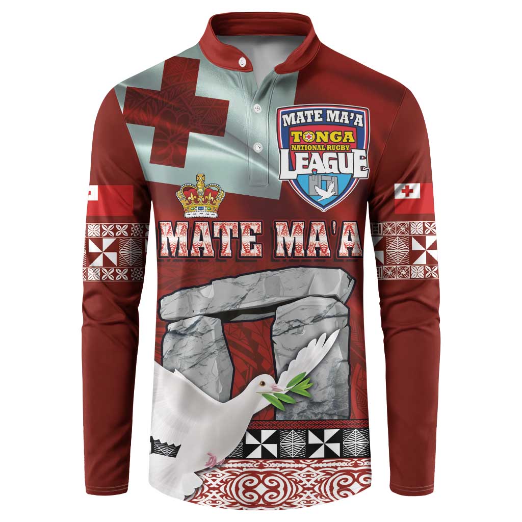Mate Ma'a Tonga Button Sweatshirt Haamonga a Maui and White Dove - Tongan Kupesi Ngatu LT03 Red - Polynesian Pride