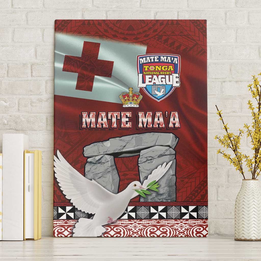 Mate Ma'a Tonga Canvas Wall Art Haamonga a Maui and White Dove - Tongan Kupesi Ngatu LT03 Without Frame Red - Polynesian Pride