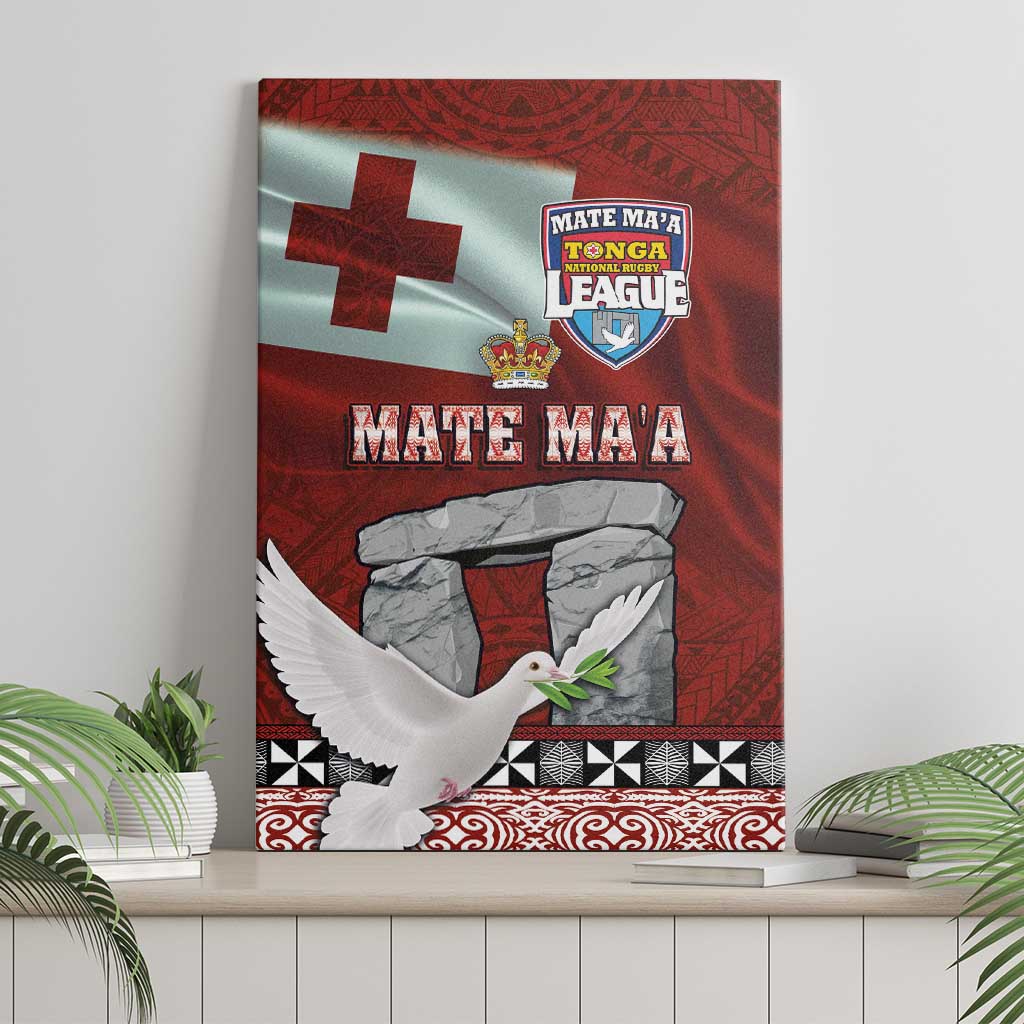 Mate Ma'a Tonga Canvas Wall Art Haamonga a Maui and White Dove - Tongan Kupesi Ngatu LT03 - Polynesian Pride