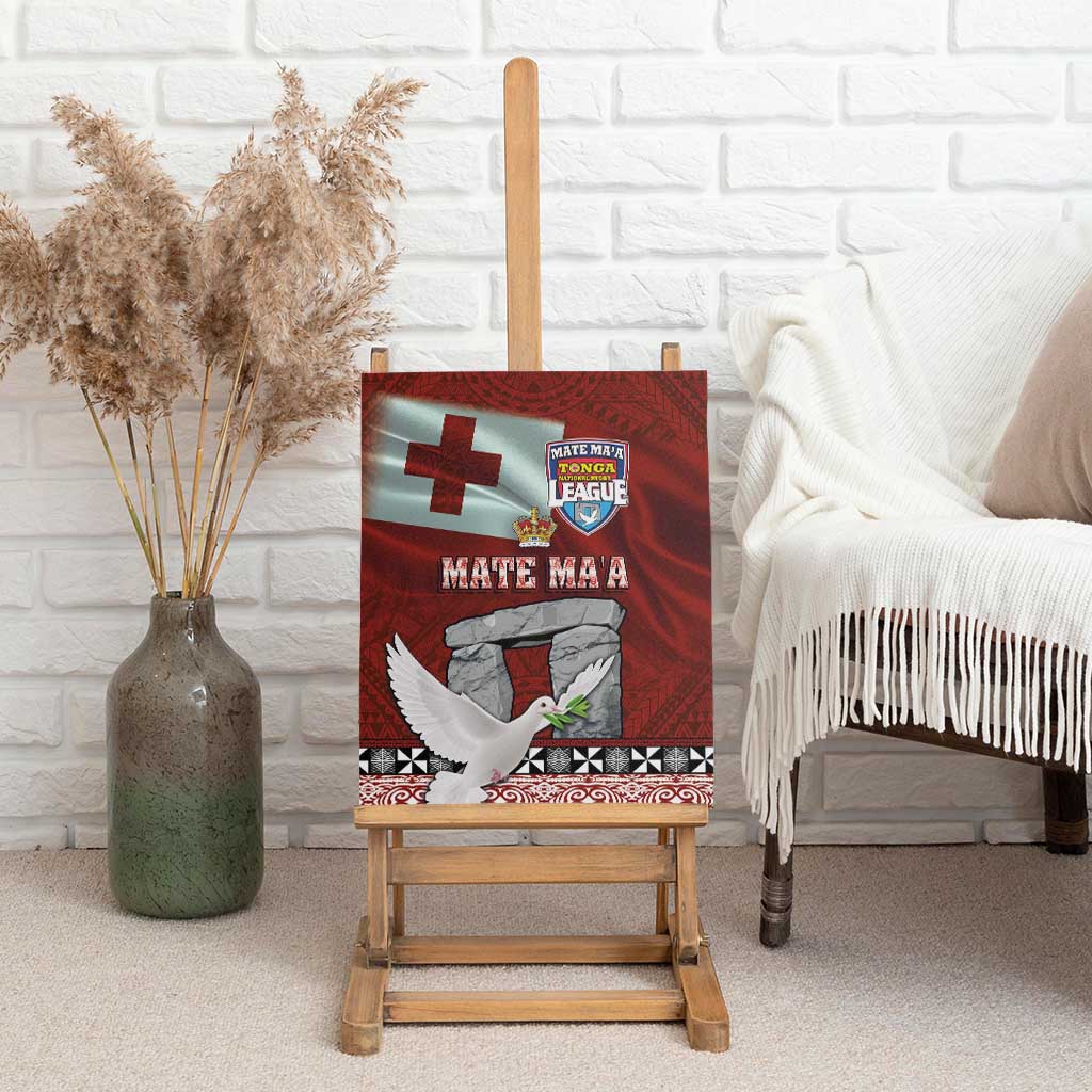Mate Ma'a Tonga Canvas Wall Art Haamonga a Maui and White Dove - Tongan Kupesi Ngatu LT03 - Polynesian Pride